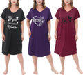 Plus Size Women's Nightgown 3 Pack Soft Print Nightshirts Nightgowns