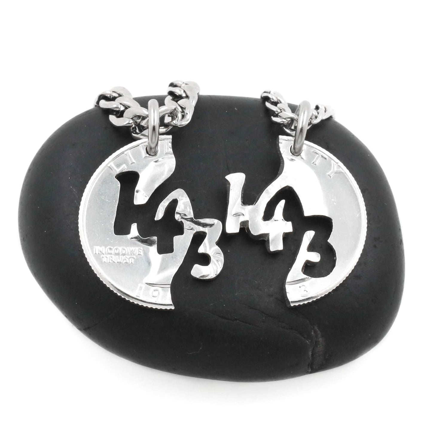 143 I Love You Necklace Couples Jewelry Hand Cut Coin Gift