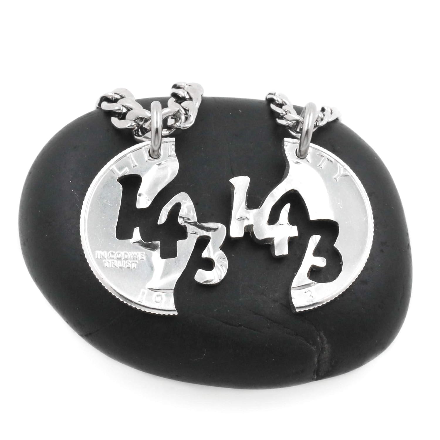 143 I Love You Necklace Couples Jewelry Hand Cut Coin Gift