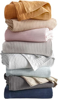 100% Cotton Waffle Weave Blanket - Lightweight Breathable Throw