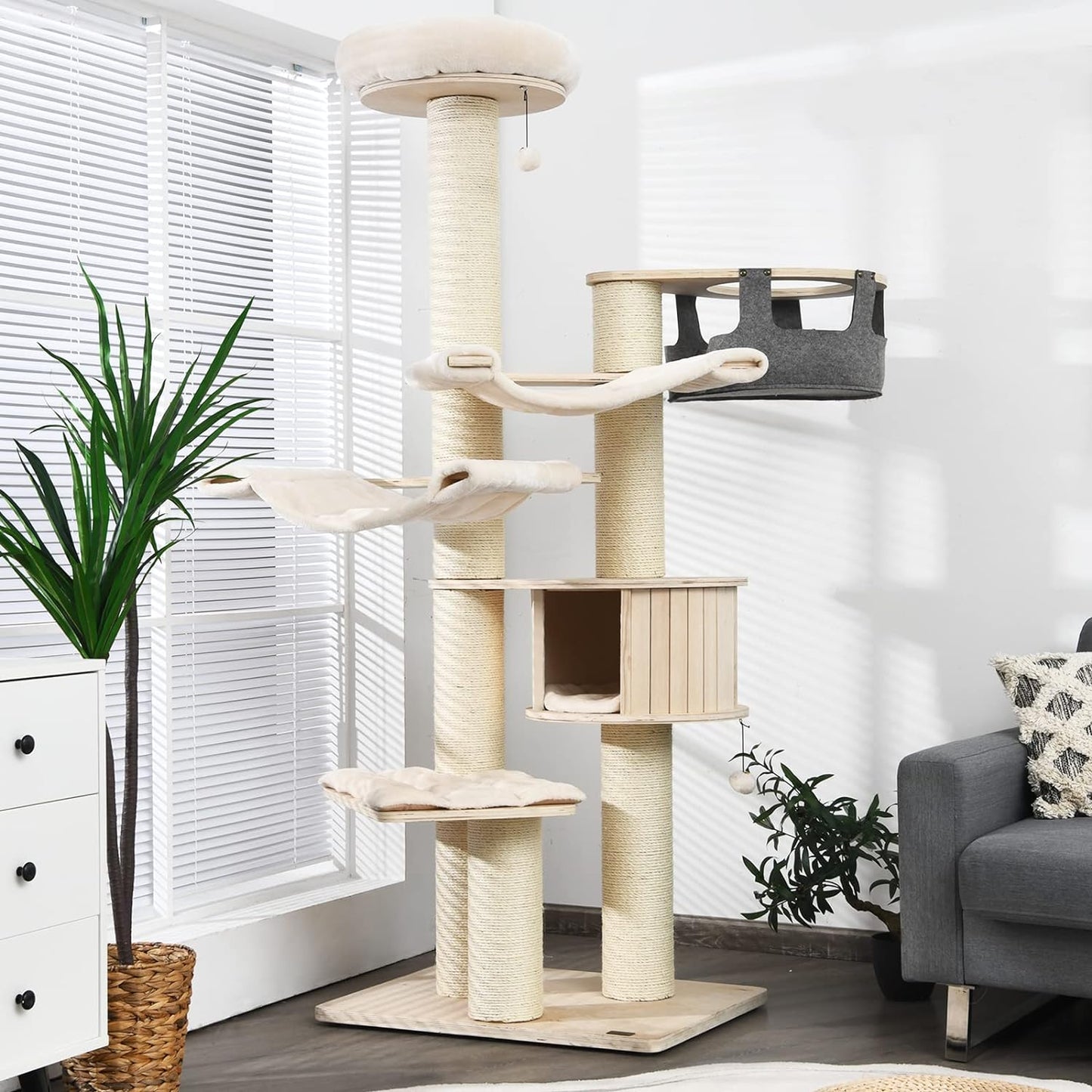 Tangkula Large Cat Tree with Hammocks and Scratching Posts