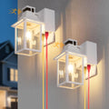 2 Pack White Porch Lights with GFCI Outlet - Motion Sensor Outdoor