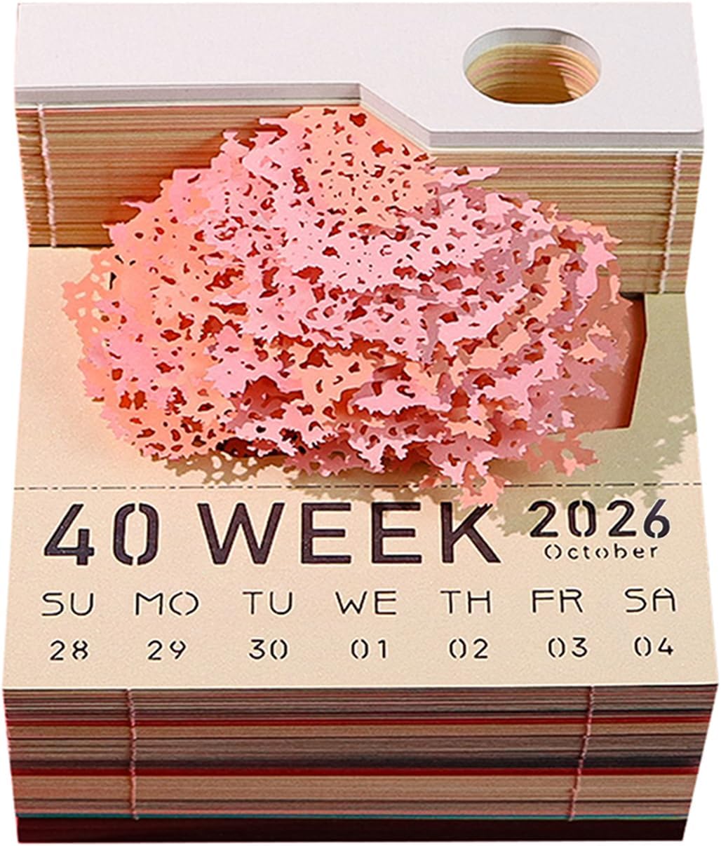 2024 Desk Calendar with LED Lights - 3D Paper Carving Art