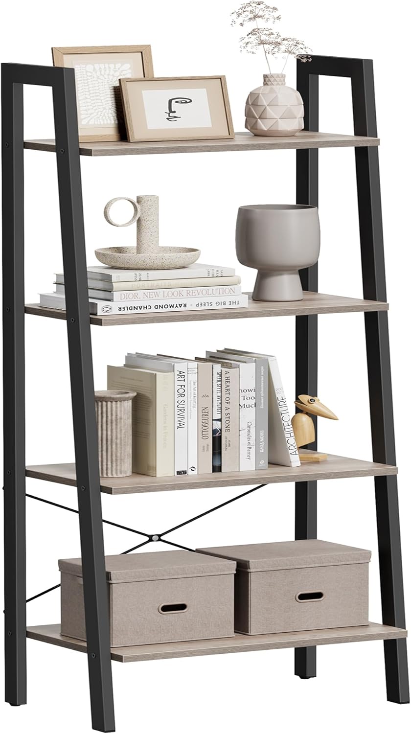 VASAGLE Ladder Shelf, 4-Tier Bookshelf for Home and Office