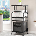 4 Tier Stand with Storage Shelf - Tall Mobile Printer Table for Home