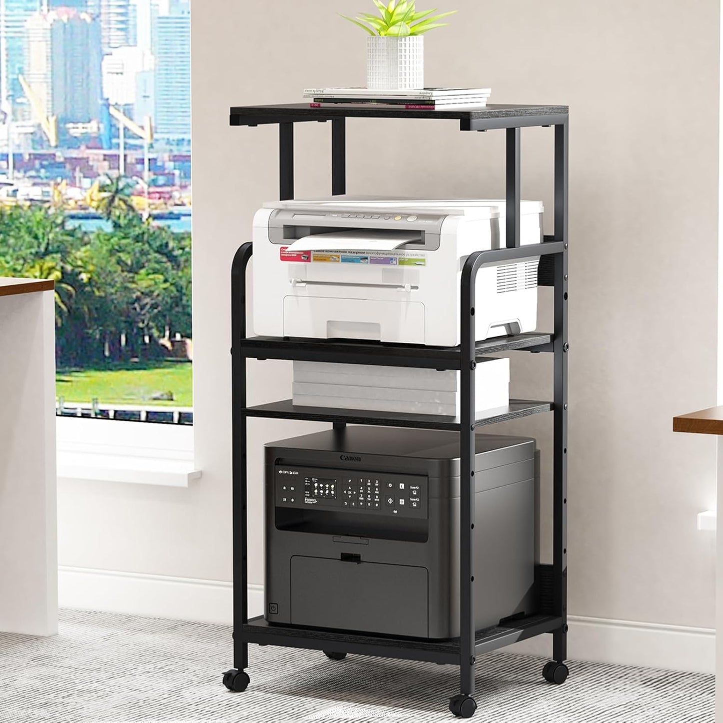 4 Tier Stand with Storage Shelf for Home Office Organization