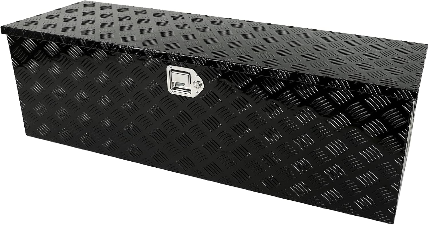 Durable 48in Black Aluminum 5 Bar Tread Truck Tool Box