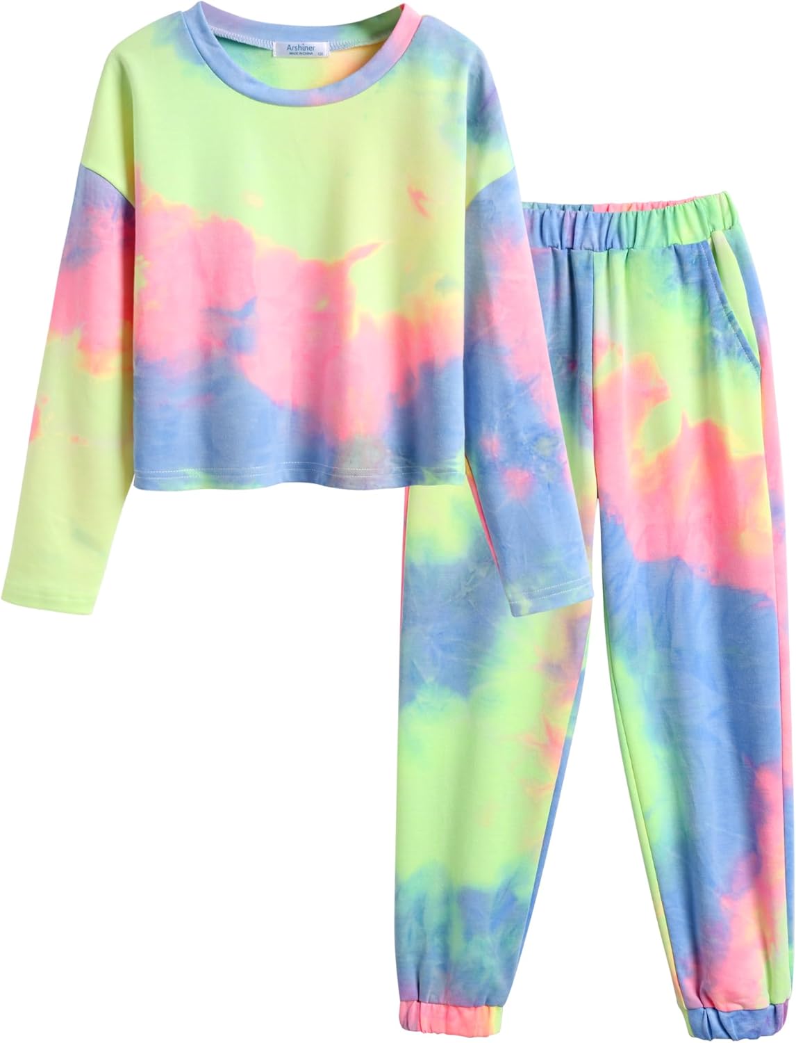 Arshiner Girls Tie Dye Sweatsuits Set for Kids Ages 5-14