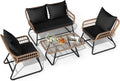 Outdoor Patio Conversation Set 4 Pieces - Cozy Rattan Bistro Set