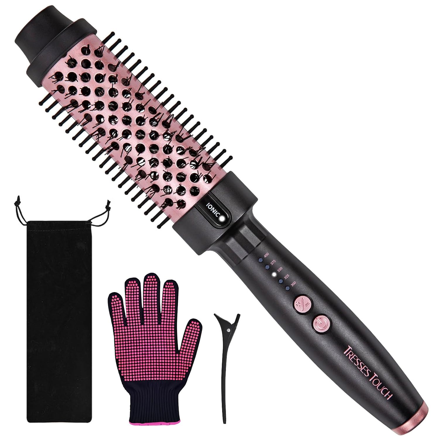 5 Temp Curling Iron Brush, Ionic Tech, Dual Voltage, Rose Gold