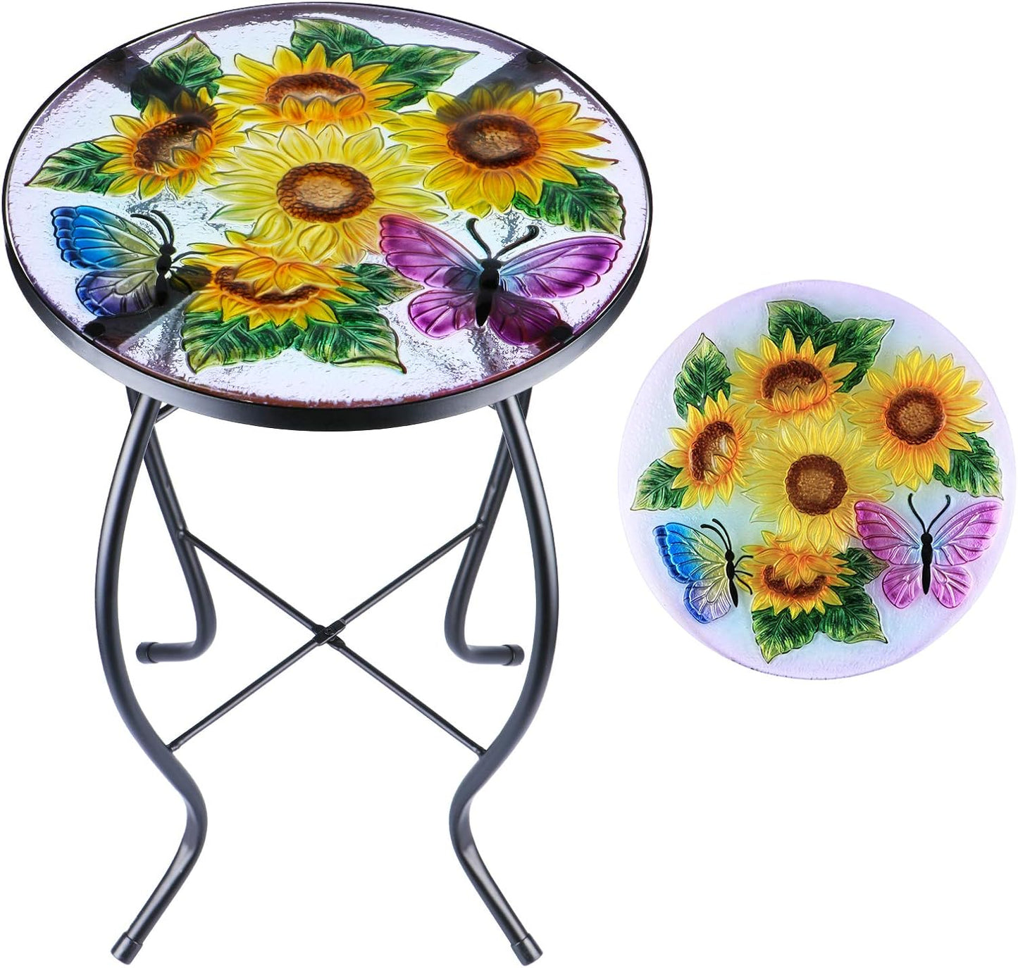 MUMTOP Outdoor Side Table - Stylish Mosaic Glass Accent Table
