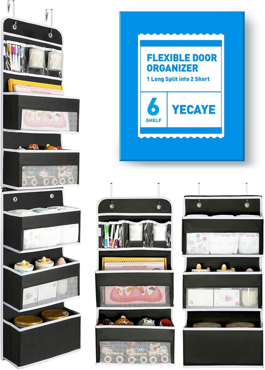 Yecaye 6-Tier Over-The-Door Storage Organizer - Swing-Proof & Flexible