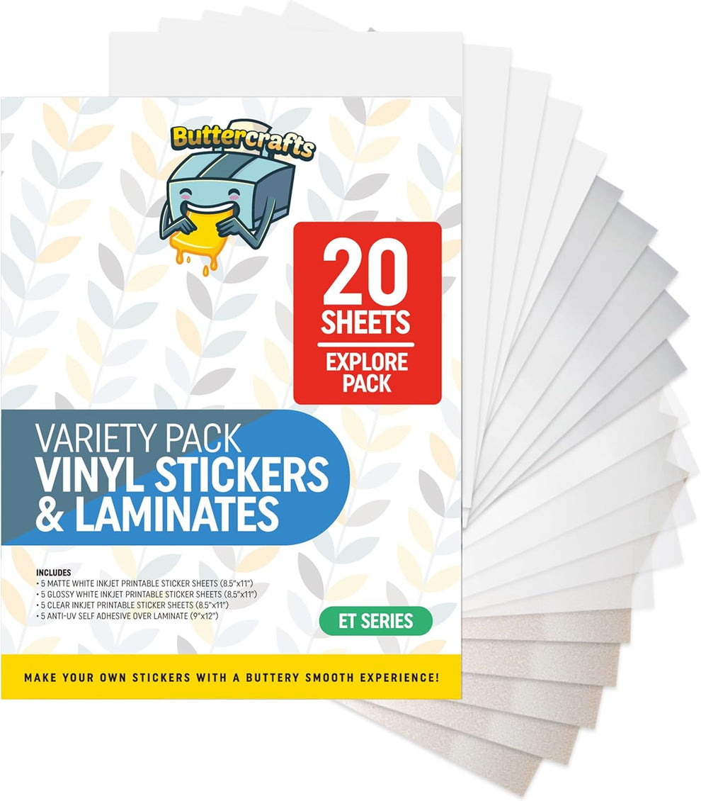 Sticker Splitter Paper Printable Vinyl Sticker Paper Set: 15 Sheets, Various Finishes - DIY F ...