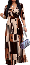 Plus Size Maxi Dress for Women V-Neck 3/4 Sleeve - Comfortable Fit is