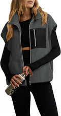 Womens Fleece Sherpa Vest Sleeveless Zip Up - Cozy Layering