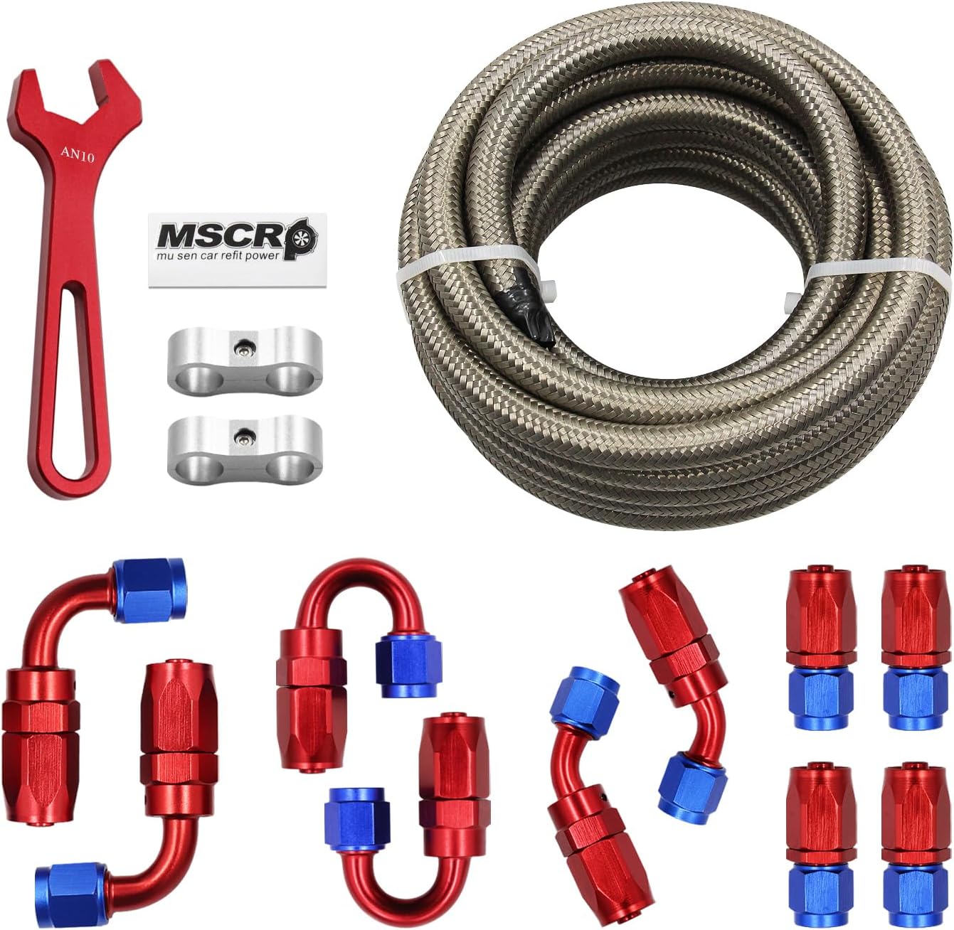 10AN 20FT Fuel Line Hose Kit with Fittings for Performance