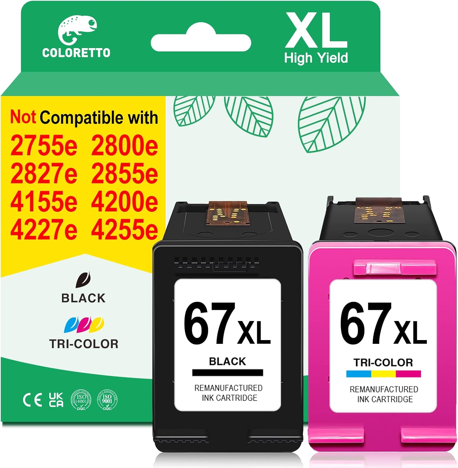 COLORETTO 67XL Ink Cartridges for HP Envy 6000 Series Printers