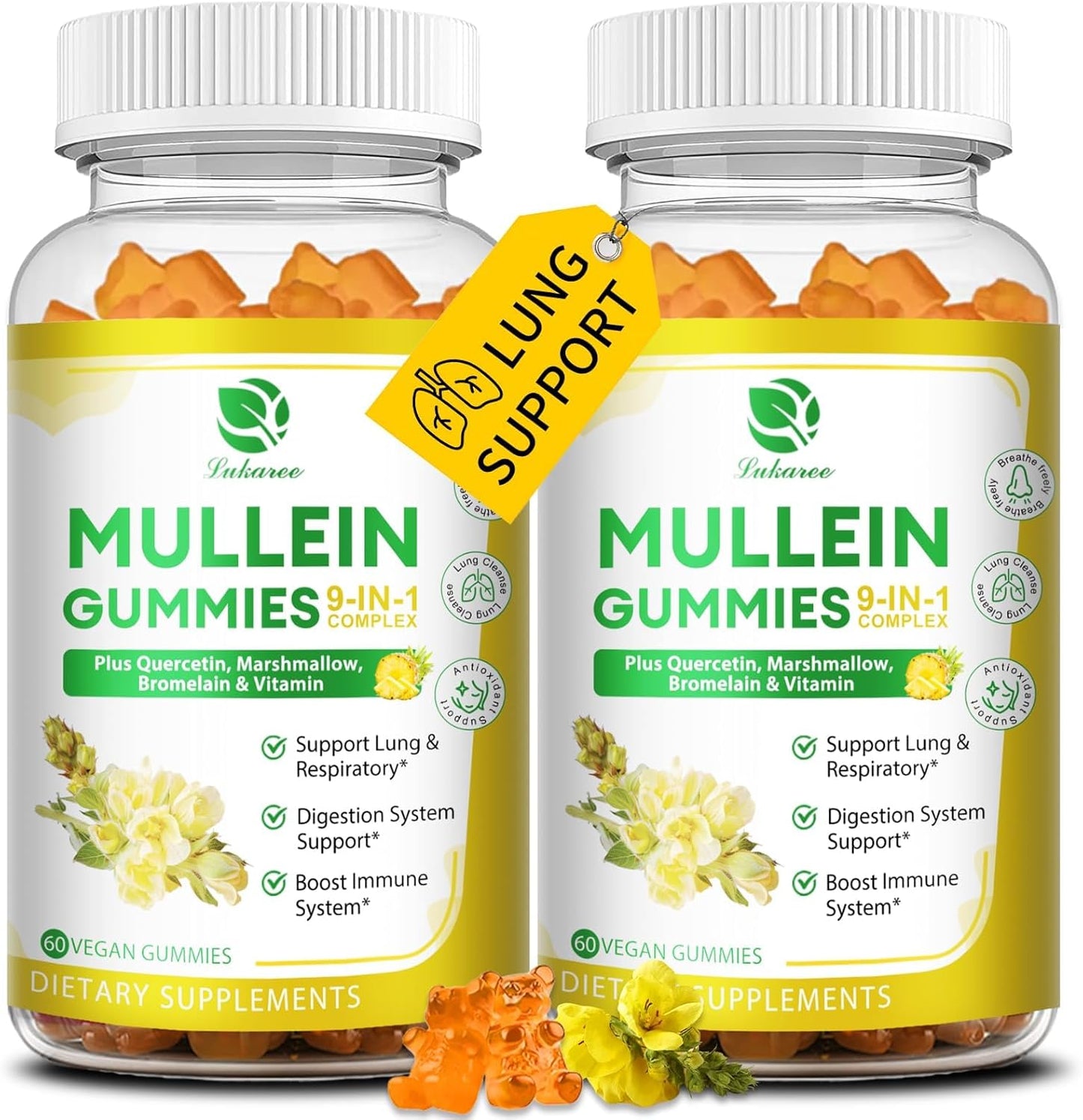 9 in 1 Mullein Gummies for Lung Cleanse & Detox Support