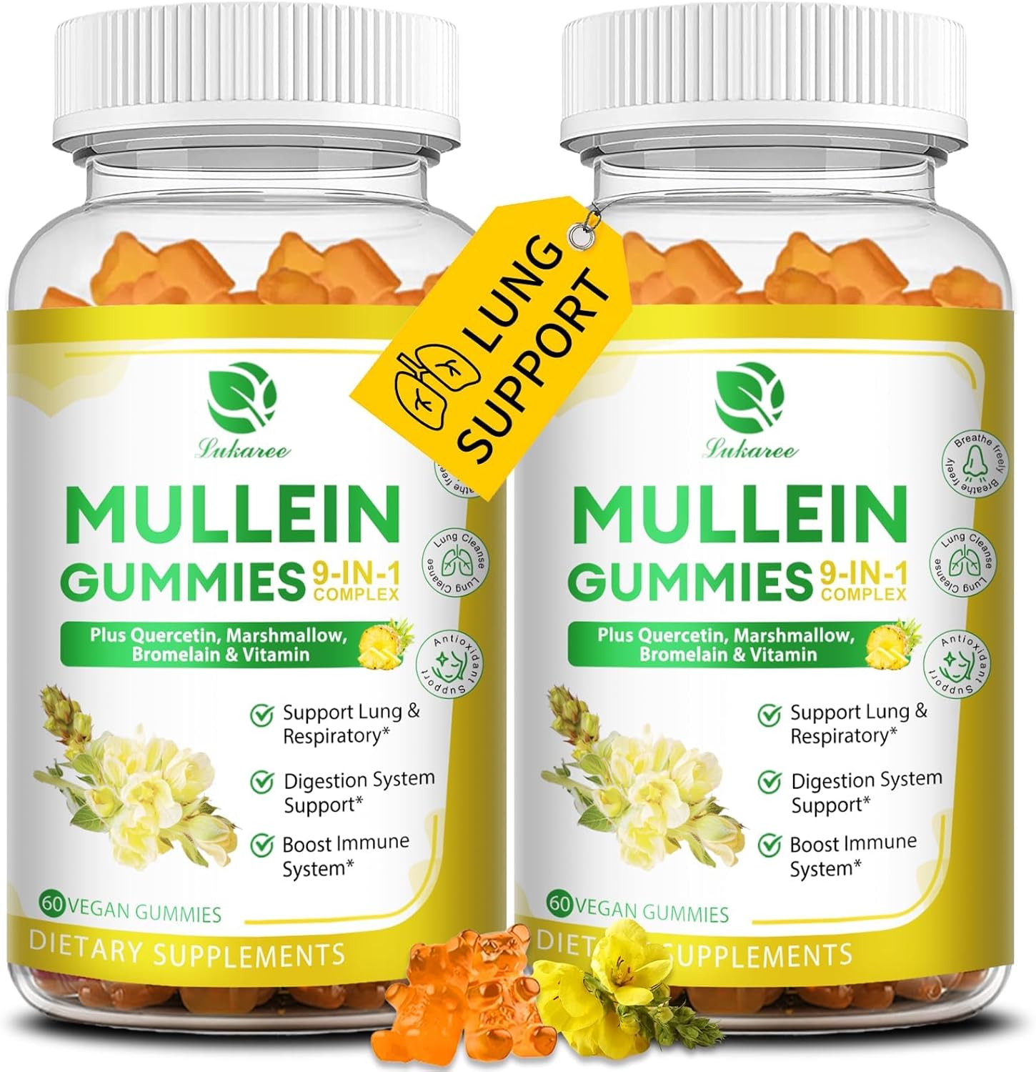 9 in 1 Mullein Gummies for Lung Cleanse & Detox Support