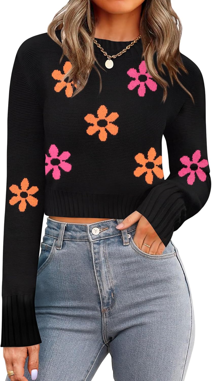 Trendy Long Sleeve Ribbed Knit Pullover Sweater for Women