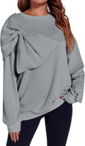 Womens Oversized Bow Tie Sweatshirt Long Sleeve Crewneck