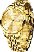 Men's Casual Stainless Steel Watch with Diamond Roman Numerals