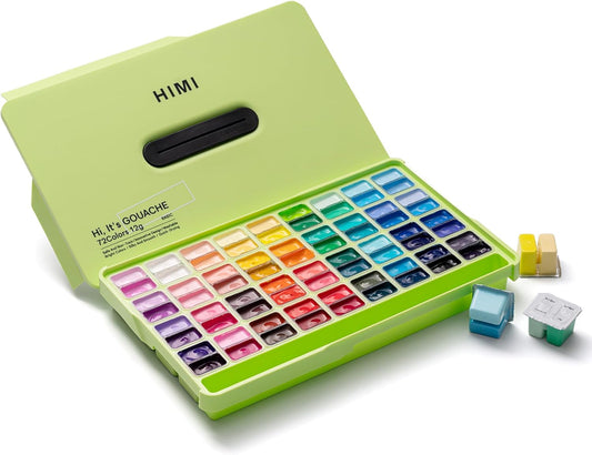 HIMI Twin Cup Jelly Gouache Paint Set with 72 Vibrant Colors