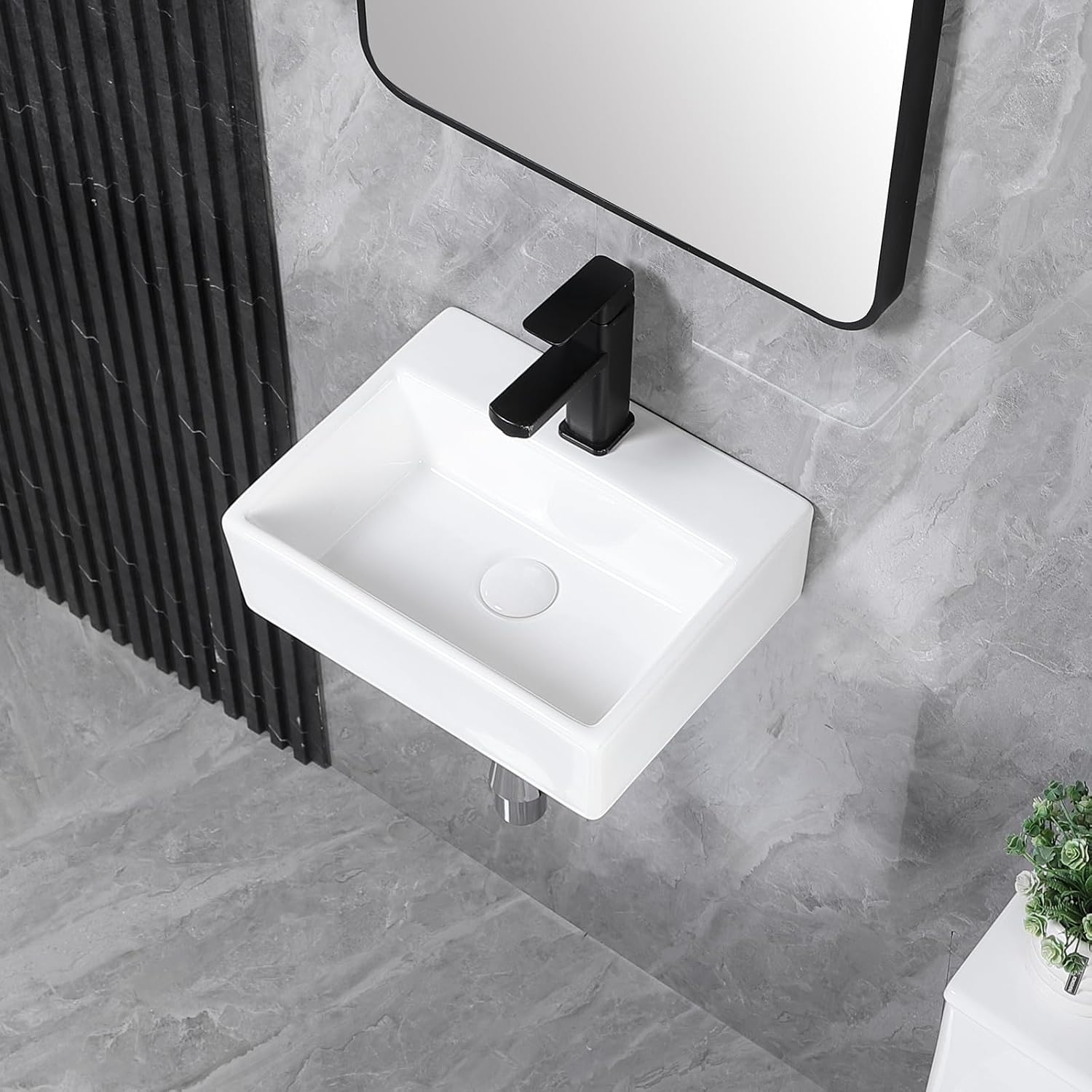 Small Vessel Sink 15x12 Wall Mount Bathroom Sink for Tiny Spaces