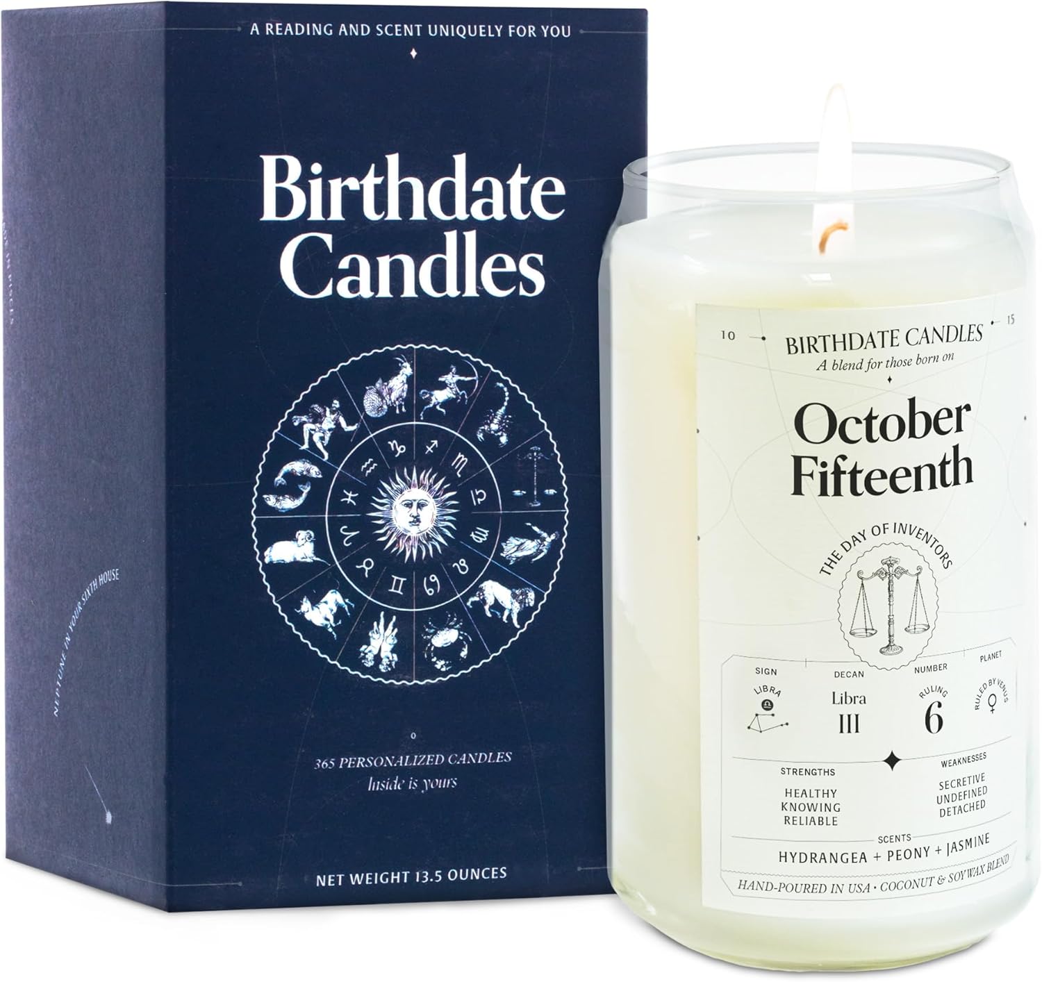 Birthdate Candles for October 15 - Libra Zodiac Gift Idea