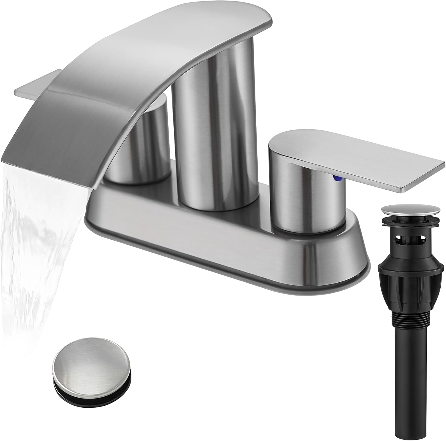 Waterfall Bathroom Sink Faucet with Pop Up Drain for Modern Homes
