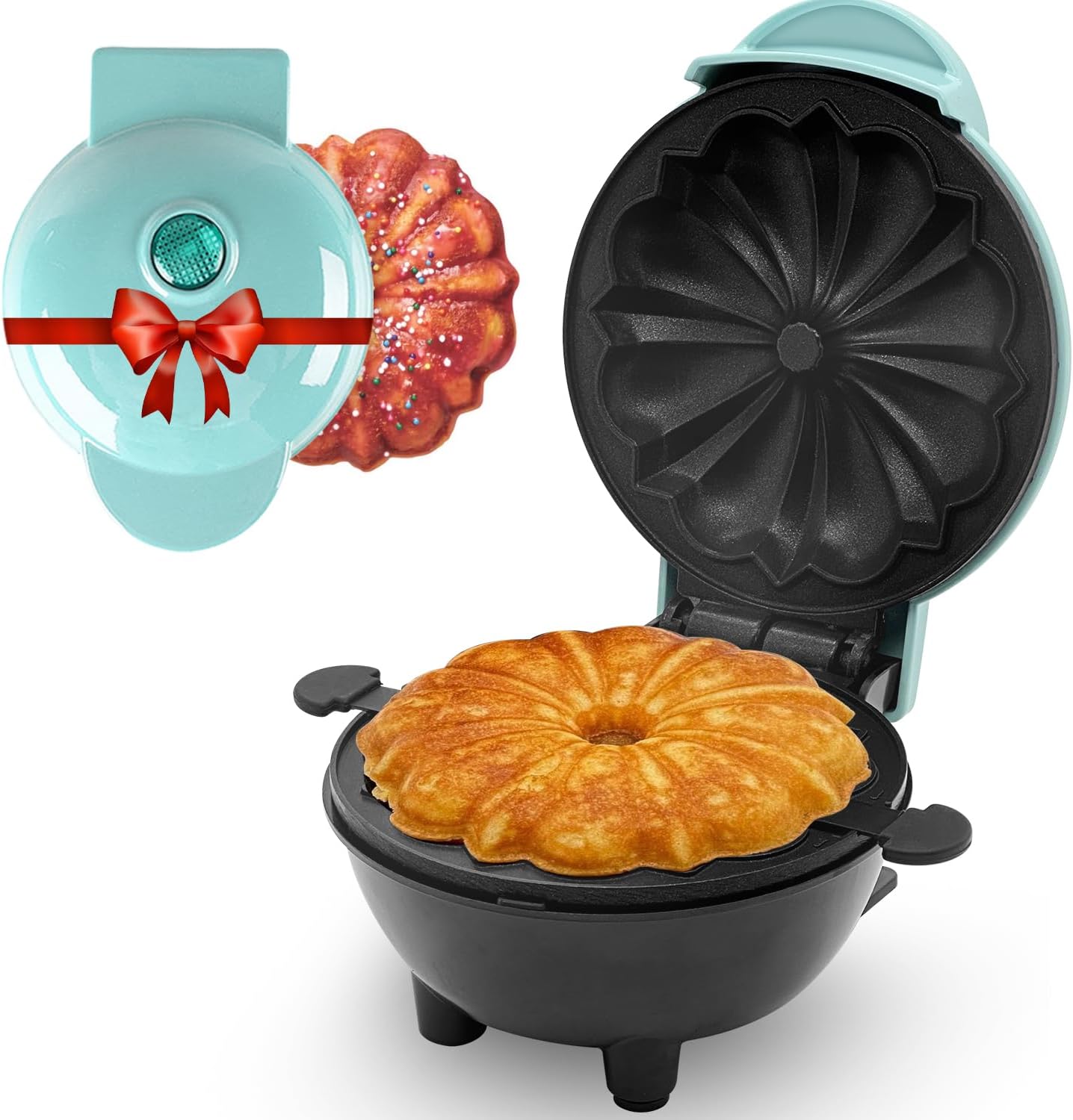 AQUOX Mini Cake Maker - Double-Sided Heating, Non-Stick, Portable
