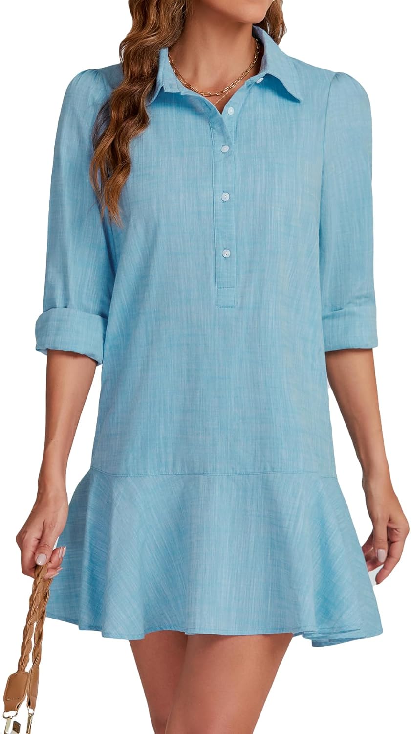 Women's Tunic Mini Shirt Dress for Casual and Trendy Looks