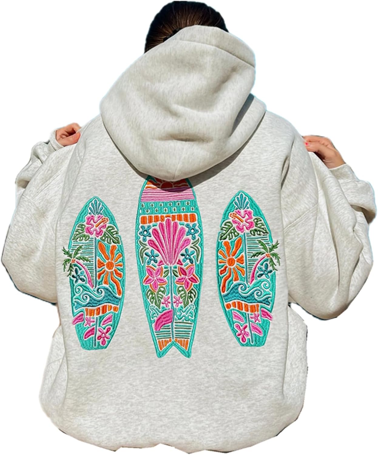 Cute Preppy Embroidered Hoodie with Pockets