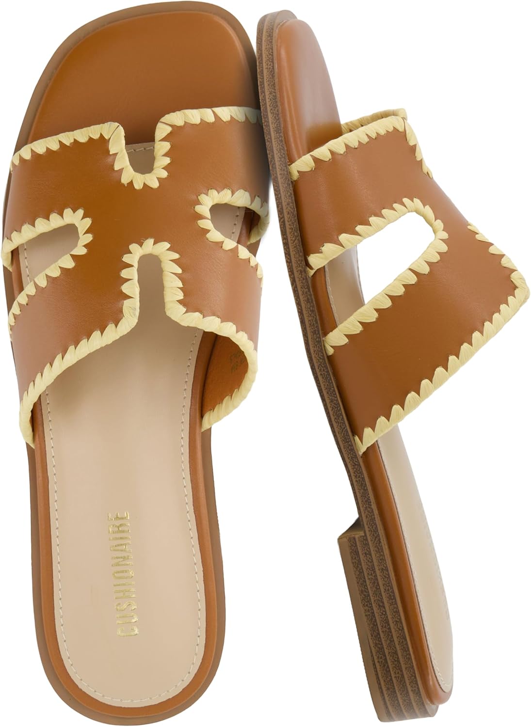 CUSHIONAIRE Voyage Cutout Strap Slides for Women - Trendy Sandals