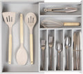 Gray Bamboo Flatware Organizer for Narrow Drawers - Expands 11 to 19
