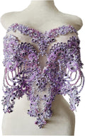 Handmade Rhinestone Lace Bodice Applique Patch - Lightpurple