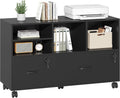 Semoic 2 Drawer Wood Lateral File Cabinet with Lock - Mobile Office