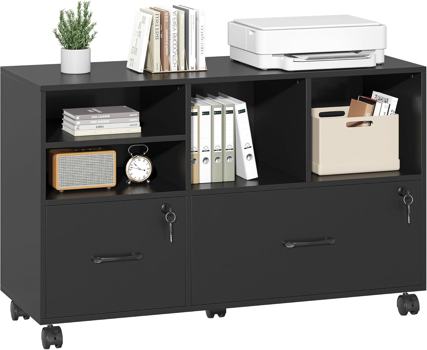 Semoic 2 Drawer Wood Lateral File Cabinet with Lock for Office