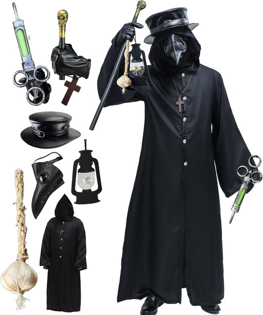 Plague Doctor Bird Mask and Hat Combo Set for Halloween Fun