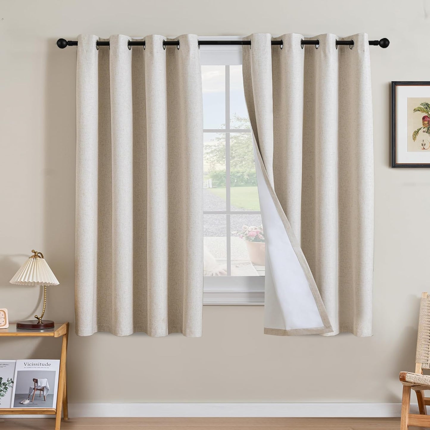 H.VERSAILTEX 100% Blackout Linen Curtains for Bedroom 63 in
