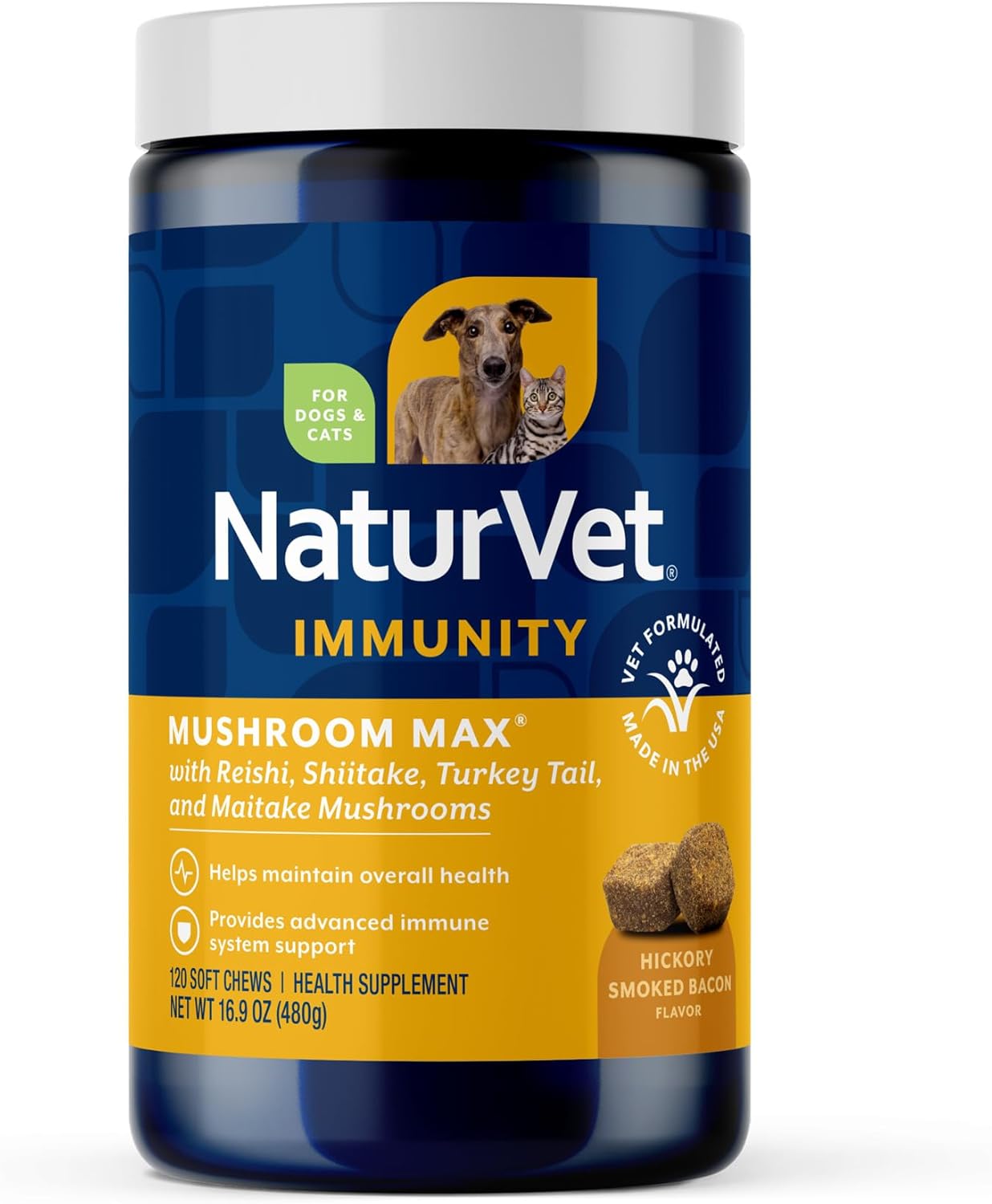 NaturVet Mushroom Max Immune Support Dog Supplement for Health