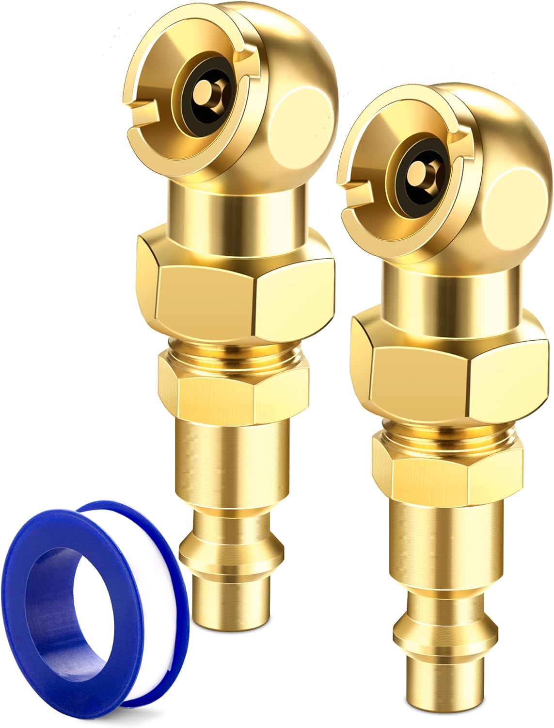 LUMITECO 2-Pack Ball Foot Air Chuck Set - Quick Inflation