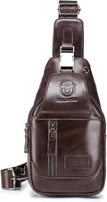 Genuine Leather Sling Bag for Men - Compact Travel Chest Bag LUKZIJAES