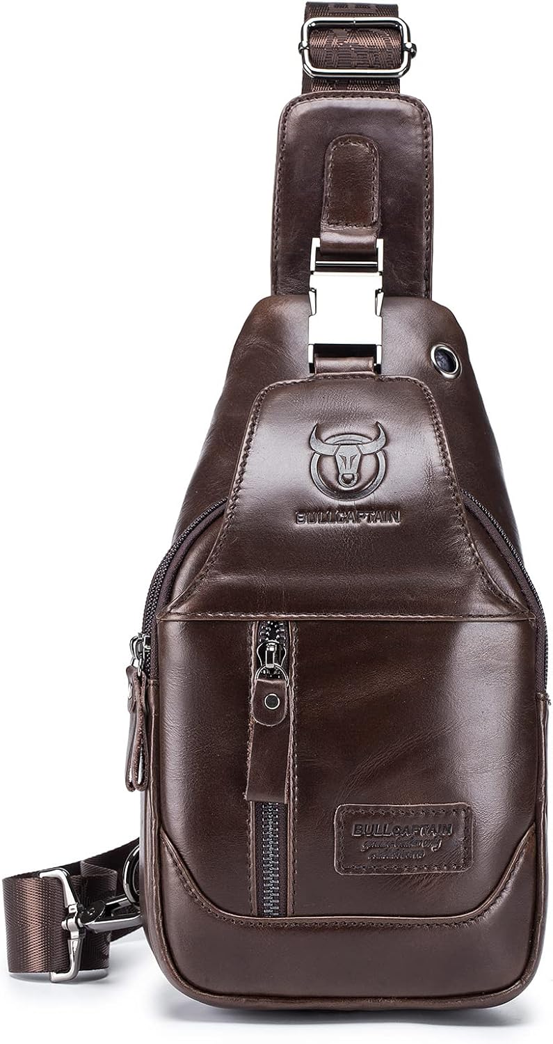 LUKZIJAES Genuine Leather Sling Bag for Men - Stylish and Functional