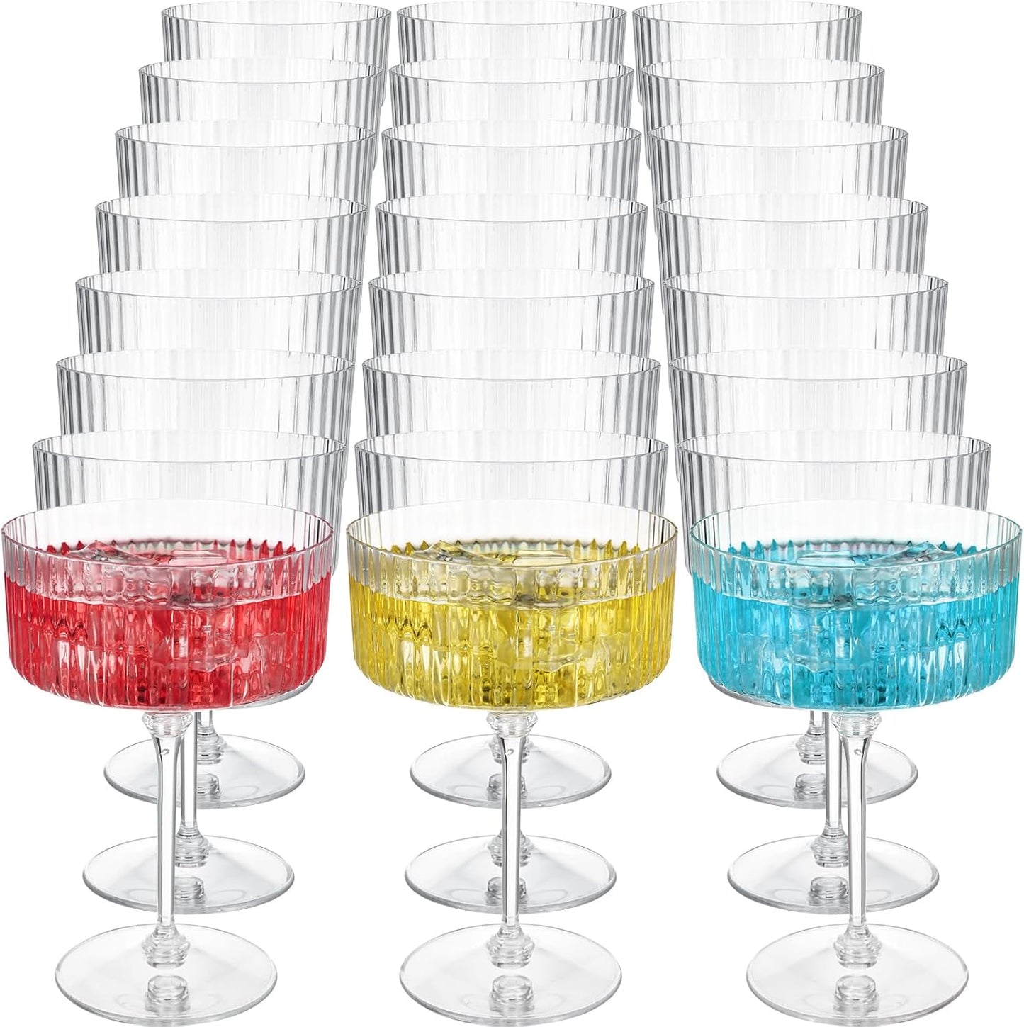 24 Pcs Ribbed Martini Glasses for Stylish Party Celebrations