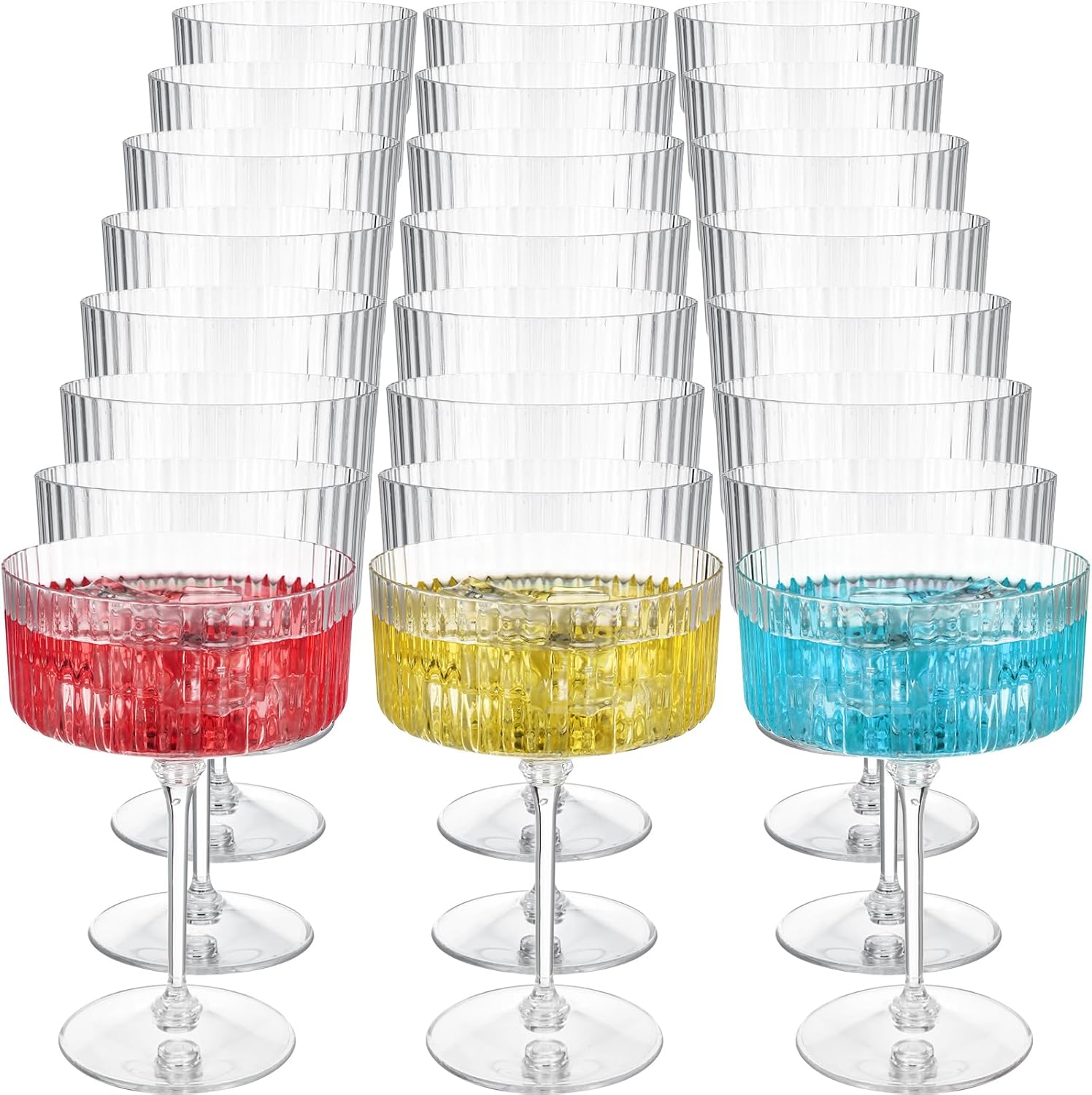 24 Pcs Ribbed Martini Glasses for Stylish Party Celebrations