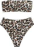 High Cut Bandeau Bikini Set Strapless Solid Color - Flattering Fit