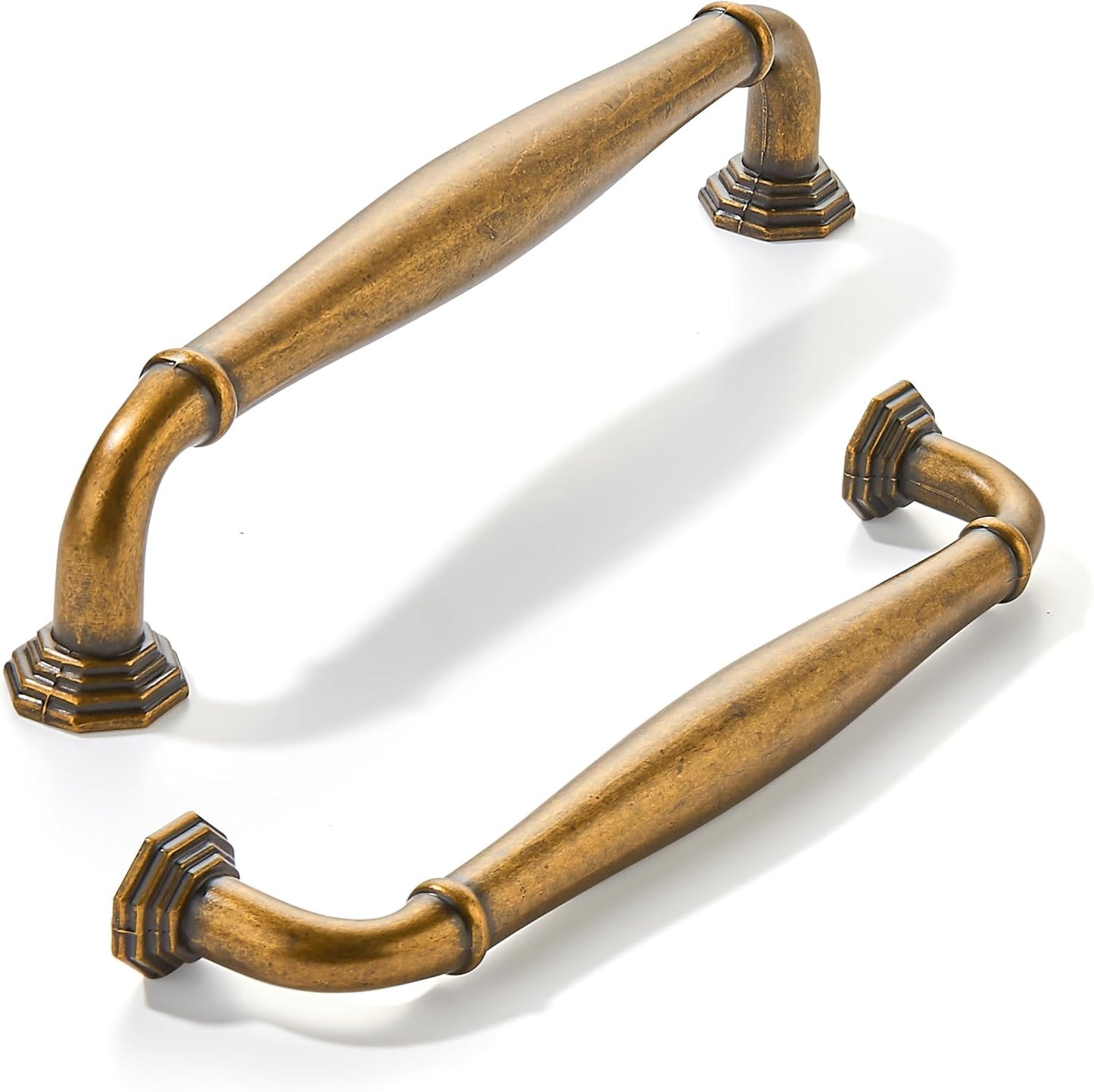 Antique Brass Cabinet Pulls - 10 Pack 4 Inch Vintage Handles