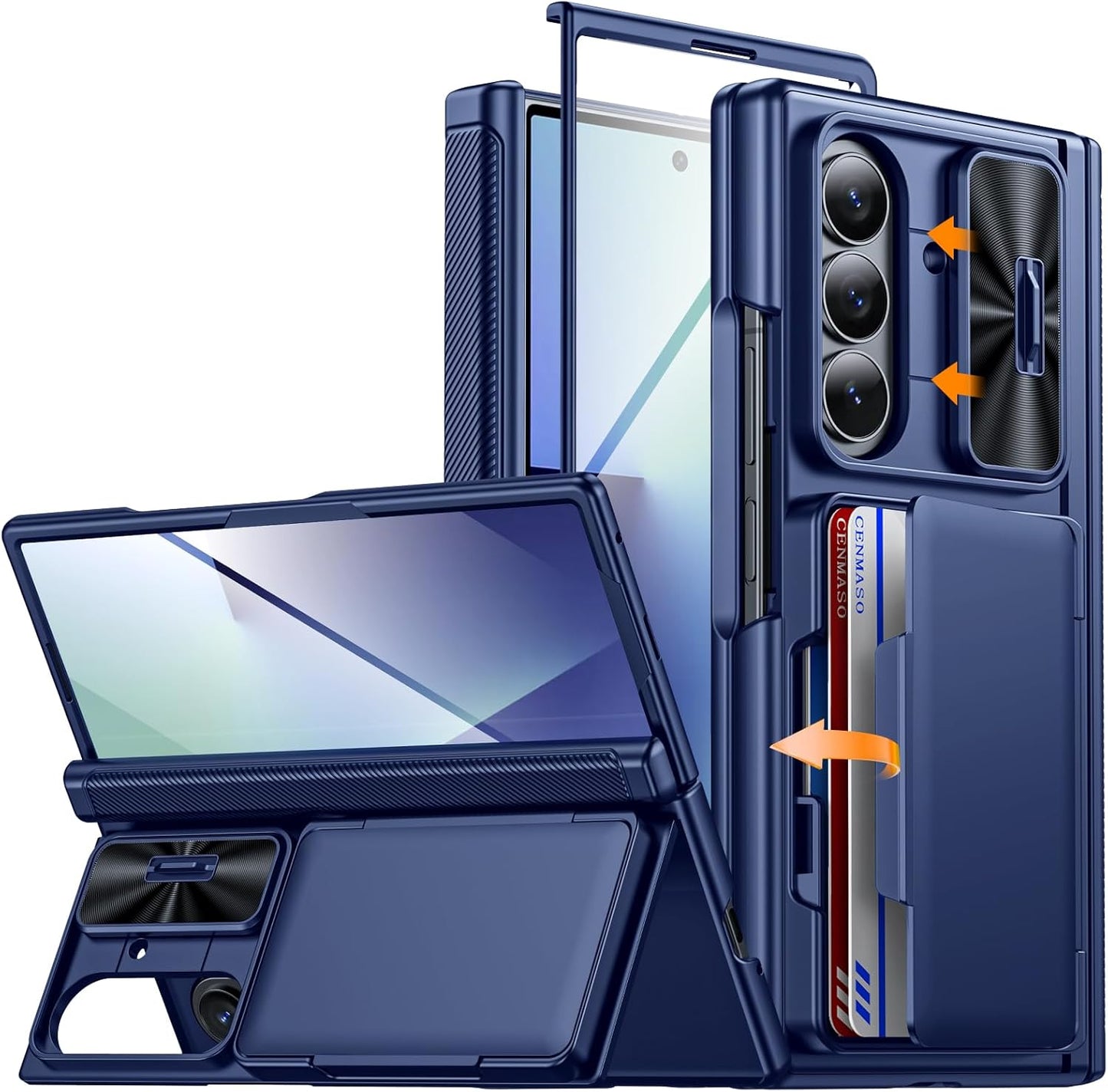 CENMASO Galaxy Z Fold 7 Case with Card Holder & Kickstand