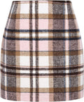 Womens High Waist Plaid Skirt Bodycon Pencil Wool Mini (Style DYKG)